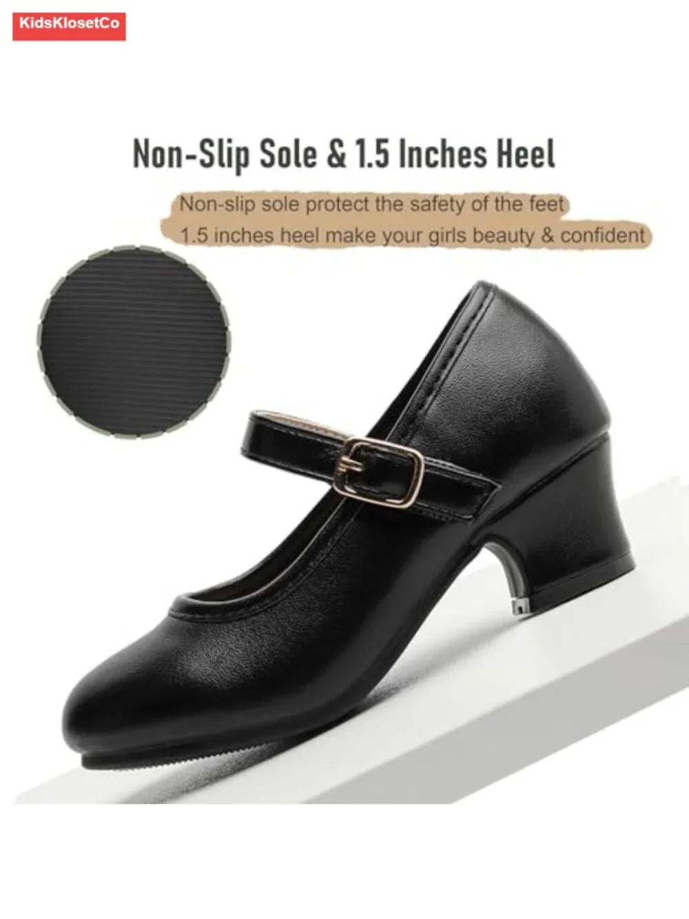 Girls Patent Leather Mary Jane Flats with Bow, Low Heel Dress Shoes